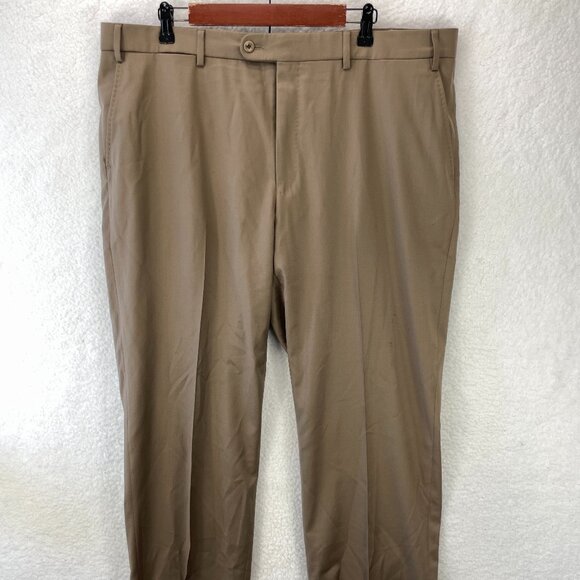 6 East Flat Front Wool Dress Pants Men's 40 Tan Loro Piana Four Seasons Italy - Picture 3 of 10